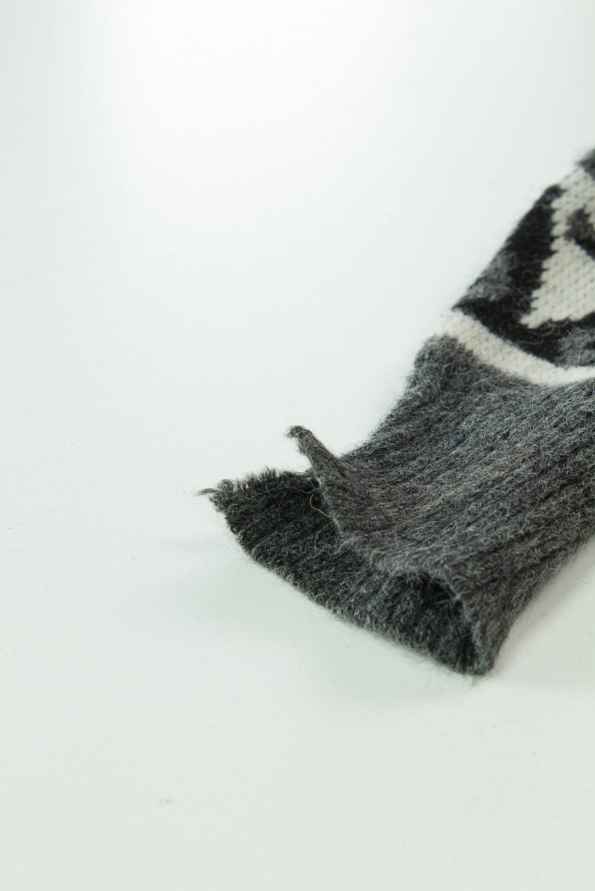 Vintage Patterned 80s Grey Sweater