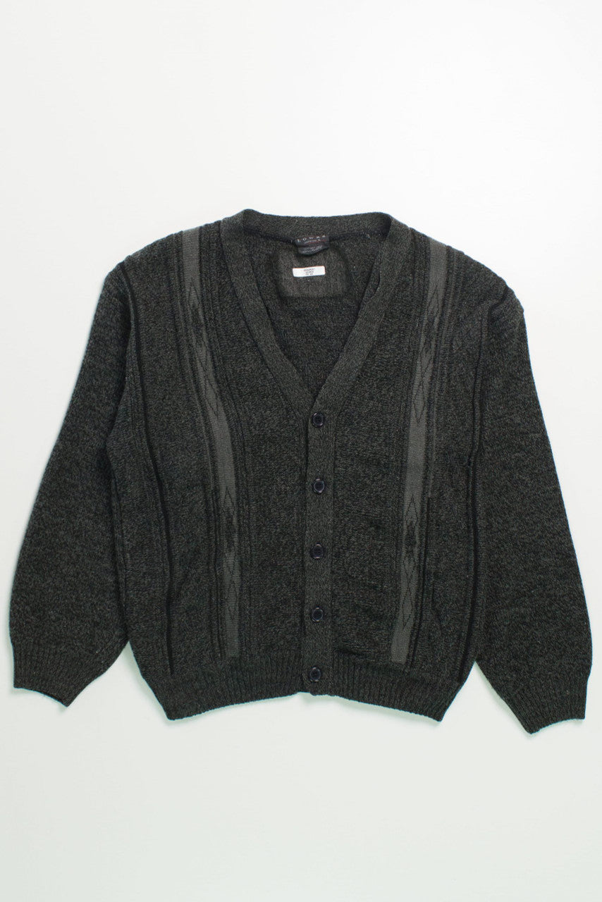 Vintage Dark Grey Button Up 80s Sweater