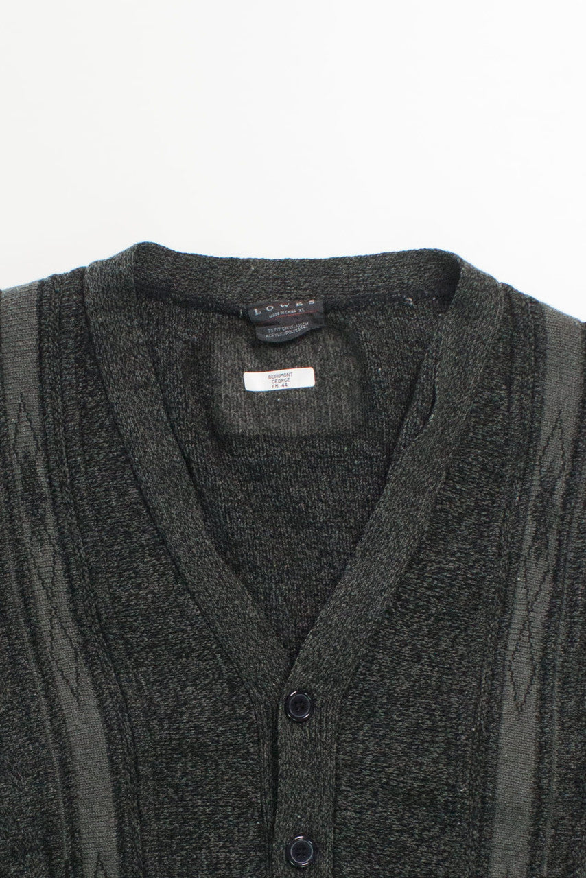 Vintage Dark Grey Button Up 80s Sweater