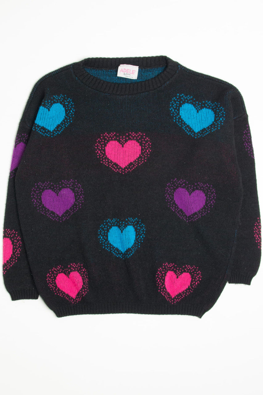 Vintage Heart Pattern 80s Sweater