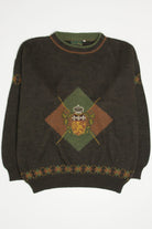 Brown Crested 80s Sweater