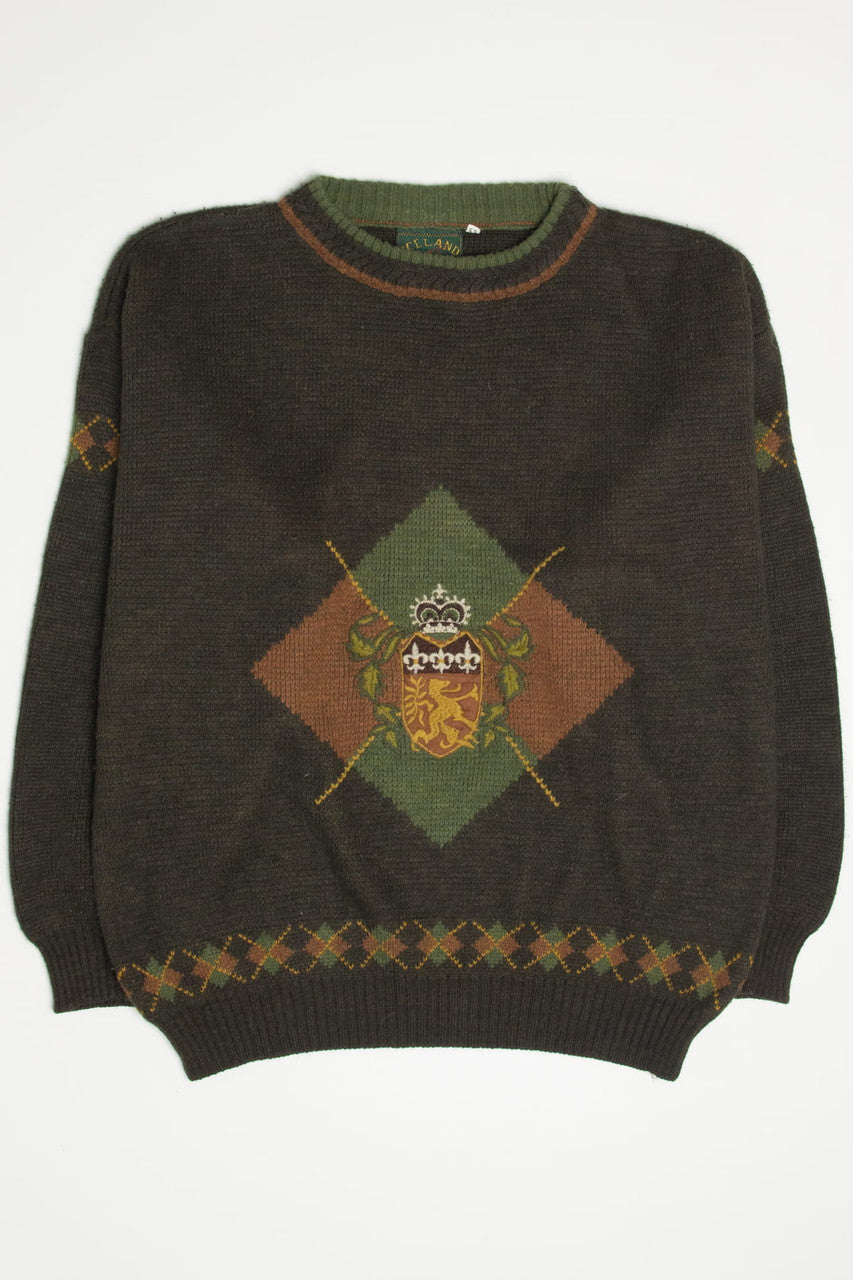 Brown Crested 80s Sweater