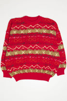 Vintage Red Patterned 80s Sweater