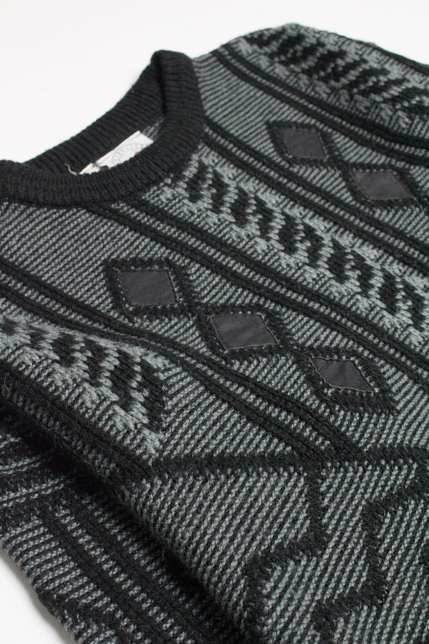 Black Propeller International Leather Detail 80s Sweaters