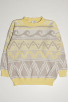Yellow Wave Pattern Together! 80s Sweater