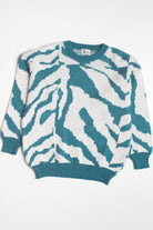 Teal Zebra Print 80s Sweater