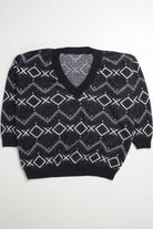 XO Pattern V-Neck 80s Sweater
