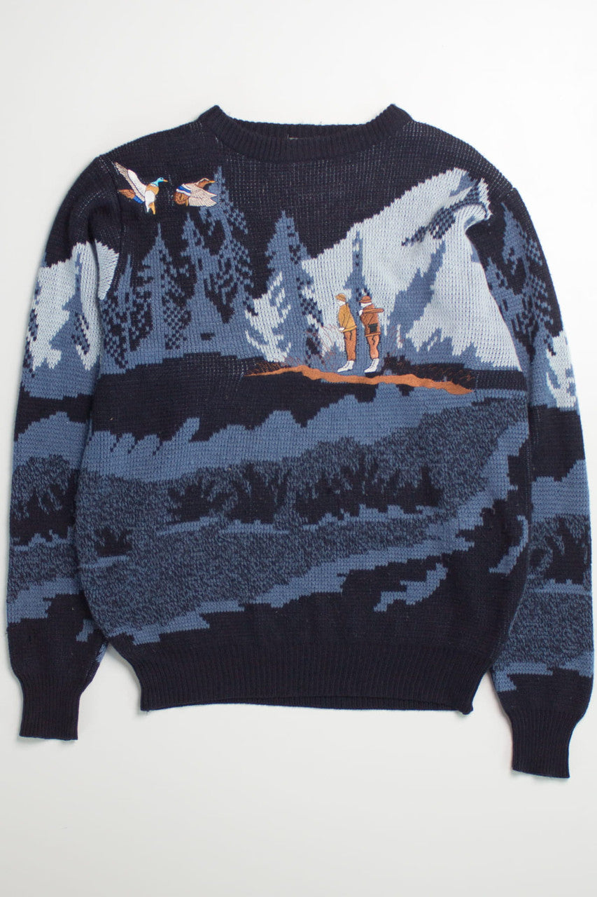 Duck Hunting Embroidered 80s Sweater