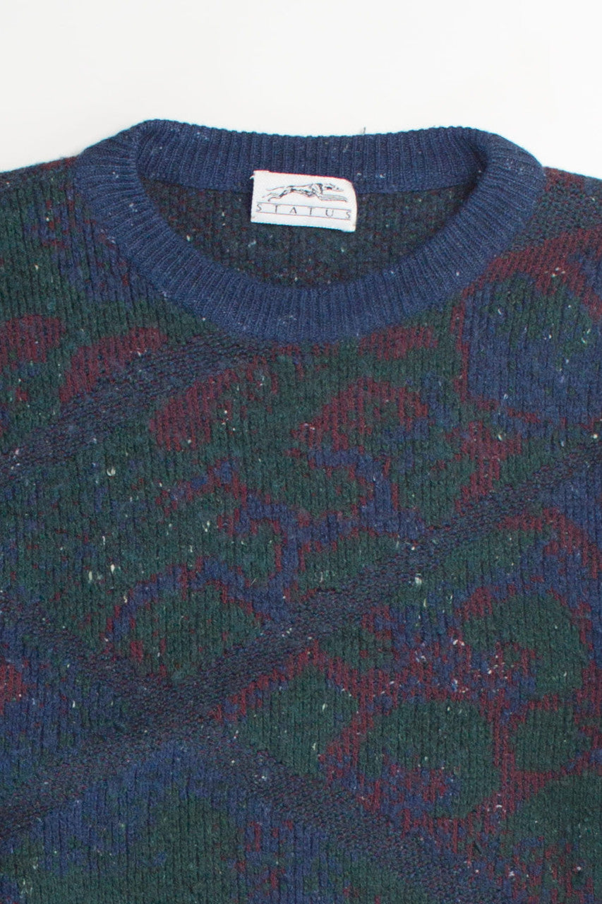 Dark Floral Pattern 80s Sweater