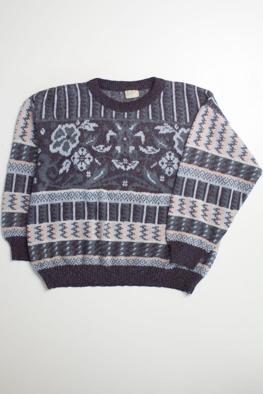 Floral Pattern 80s Sweater