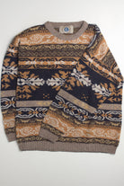 Brown Abstract Pattern 80s Sweater