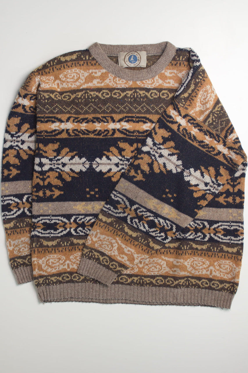 Brown Abstract Pattern 80s Sweater