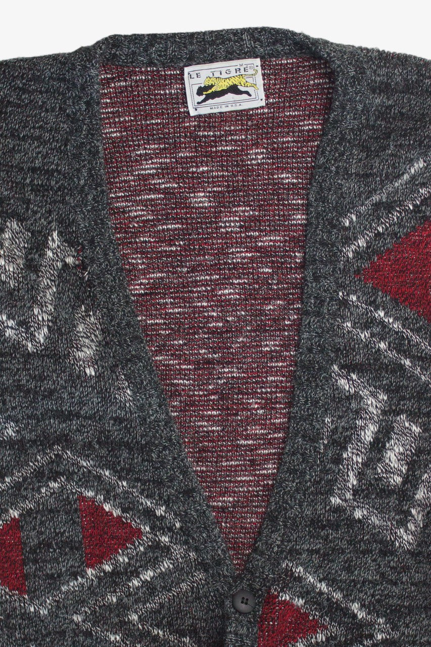Diamond Pattern Cardigan 80s Sweater