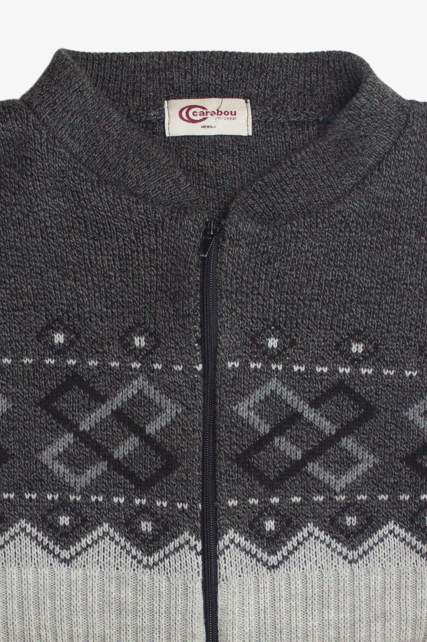 Zip-Up Gray 80s Sweater