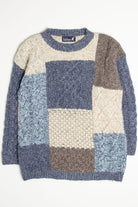 Patchwork Cable Knit Sweater 3994