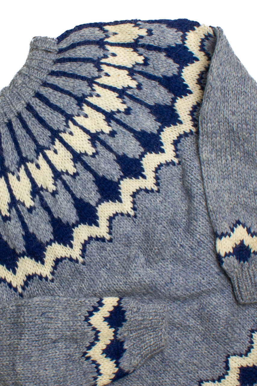 Vintage Blue Patterned  80s Sweater 4155