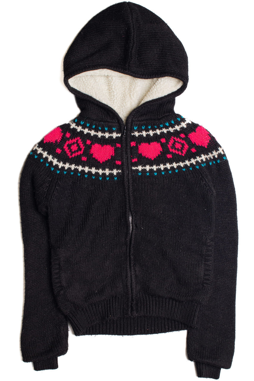 Black Full Zip Heart Hoodie 4172