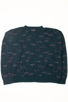 Vintage Dark Green Pixel Block 80s Sweater