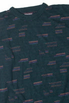 Vintage Dark Green Pixel Block 80s Sweater