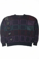 Vintage Leather Square Trim Bugle Boy 80s Sweater