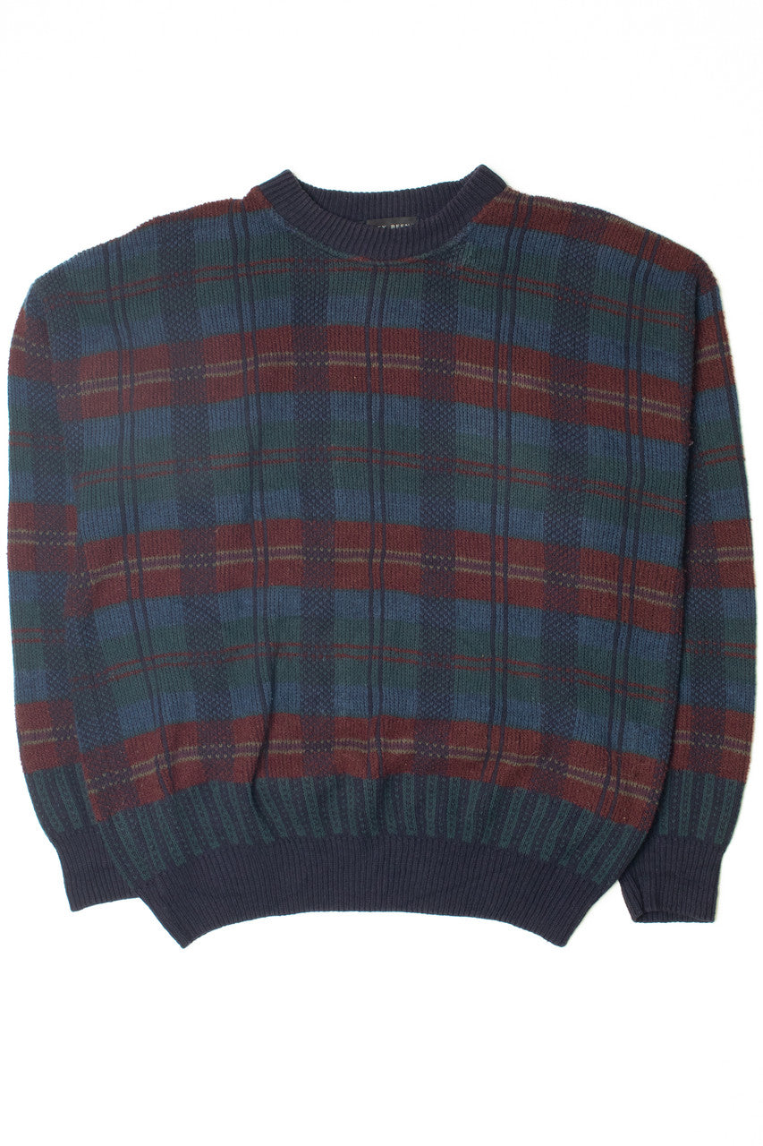 Vintage Navy Plaid 80s Sweater 4195