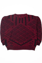 Vintage Red And Black Patterned 80s Sweater