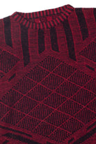 Vintage Red And Black Patterned 80s Sweater