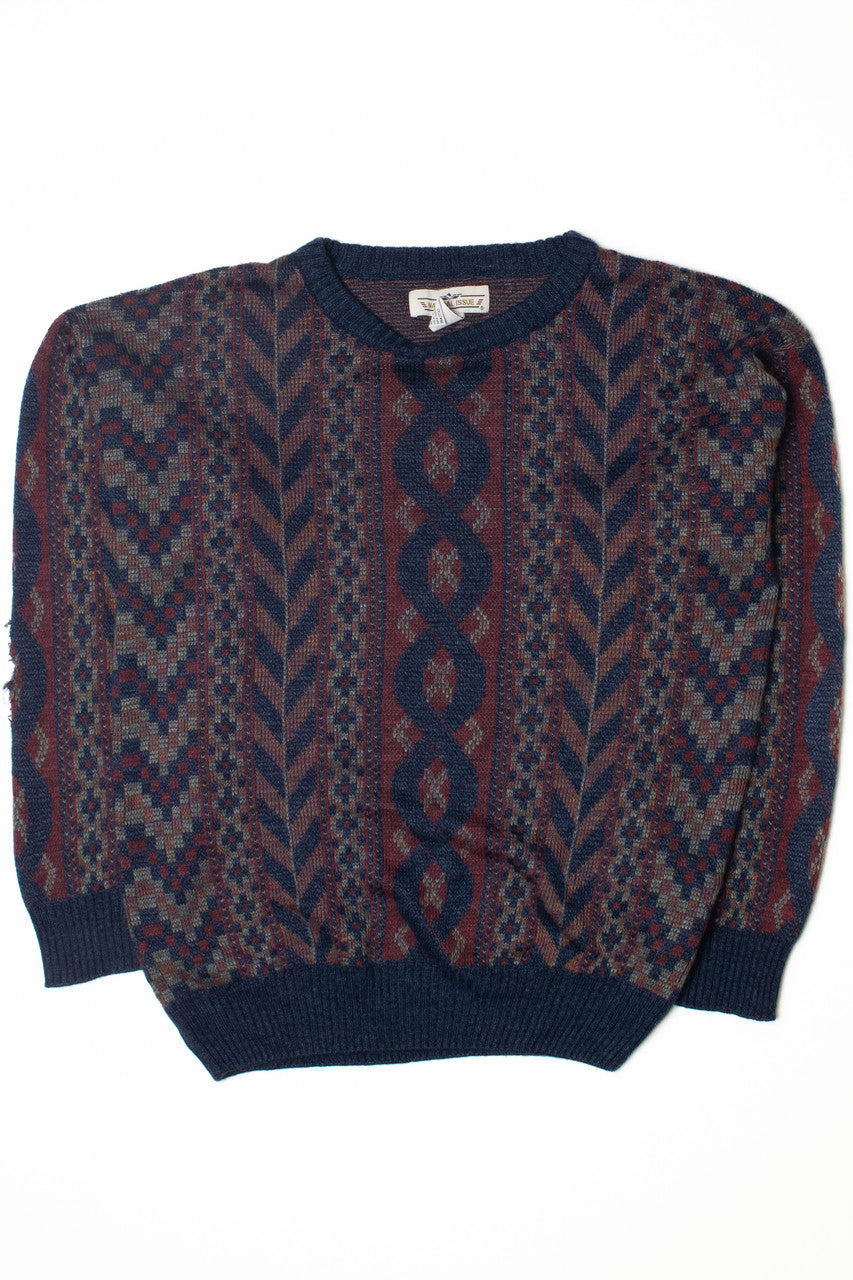 Vintage Navy And Maroon Vertical Pattern 80s Sweater