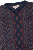 Vintage Navy And Maroon Vertical Pattern 80s Sweater