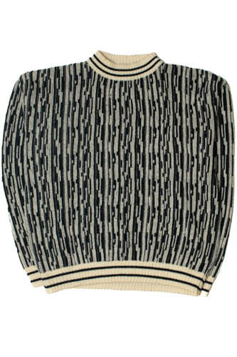 Vintage Gray And Black 1440 Mockneck 80s Sweater