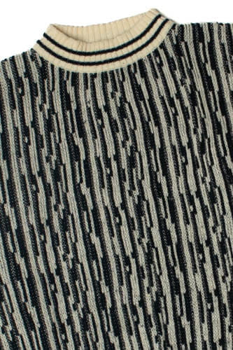 Vintage Gray And Black 1440 Mockneck 80s Sweater
