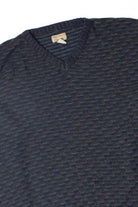 Vintage Blue Grid V-Neck 80s Sweater