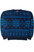 Vintage Blue Geometric 80s Sweater 4231