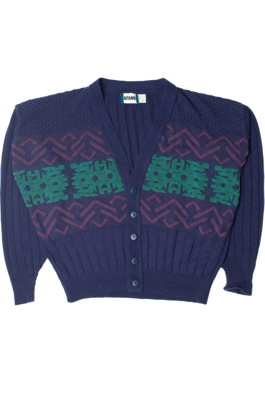 Vintage Navy Blue Gitano 80s Cardigan Sweater