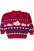 Vintage Bunny Heart Print Spunky 80s Sweater
