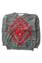 Vintage Red-On-Gray Design 80s Sweater (1980s)