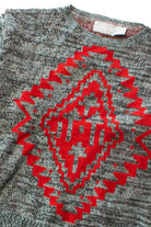 Vintage Red-On-Gray Design 80s Sweater (1980s)
