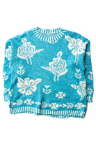 Vintage Blue Metallic Floral 80s Sweater (1980s)