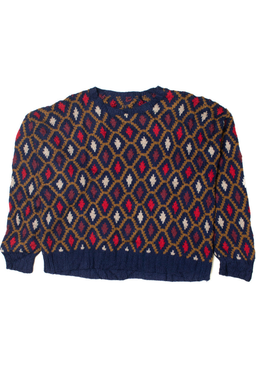Vintage Diamonds Hand Knit 80s Sweater