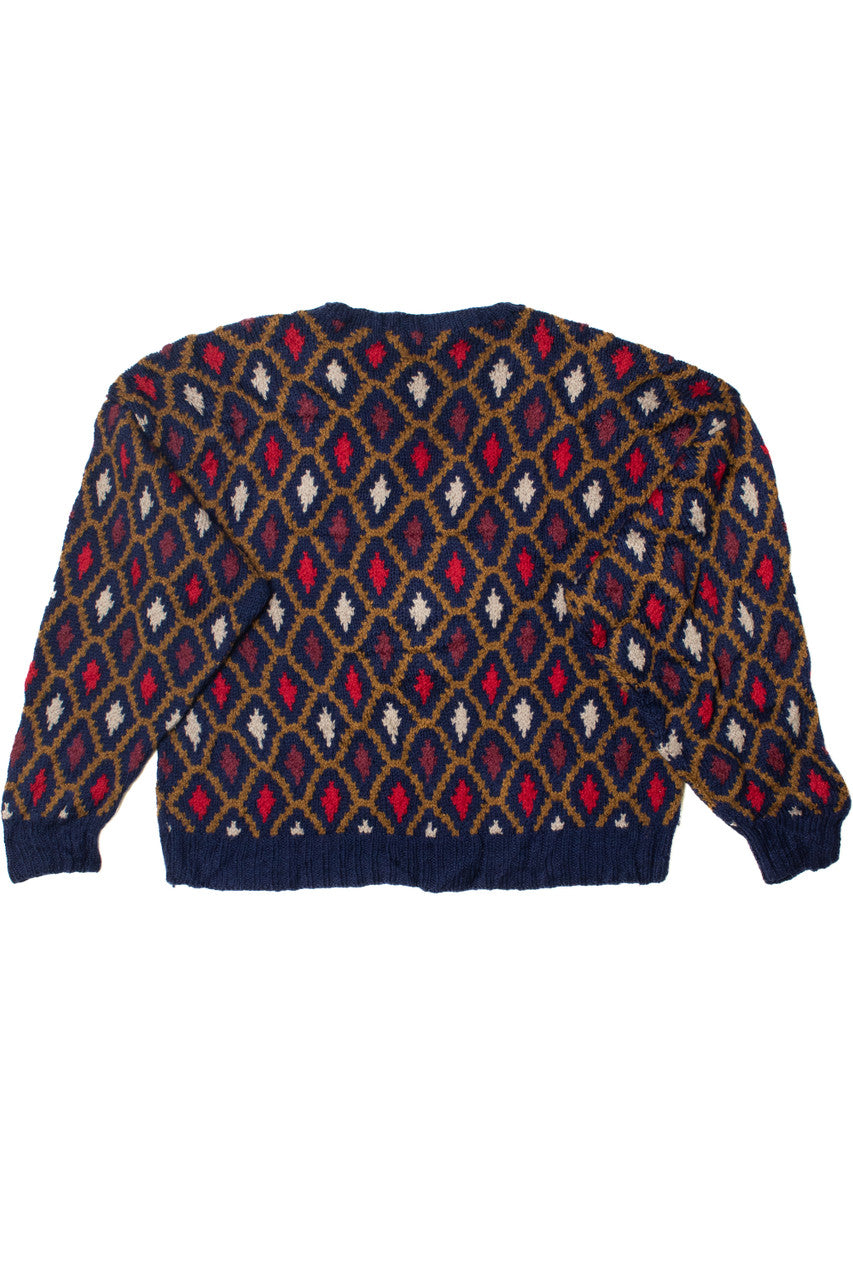 Vintage Diamonds Hand Knit 80s Sweater
