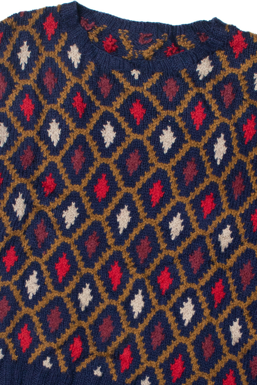 Vintage Diamonds Hand Knit 80s Sweater