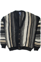 Vintage Neutral Striped John Blair 80s Cardigan Sweater