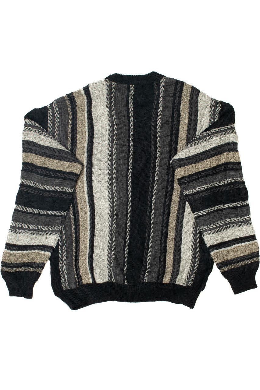Vintage Neutral Striped John Blair 80s Cardigan Sweater