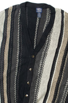 Vintage Neutral Striped John Blair 80s Cardigan Sweater