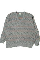 Vintage Geometric Striped Greenwoods Menswear 80s Sweater