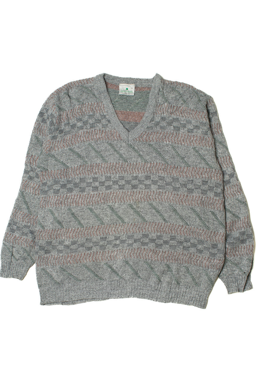 Vintage Geometric Striped Greenwoods Menswear 80s Sweater