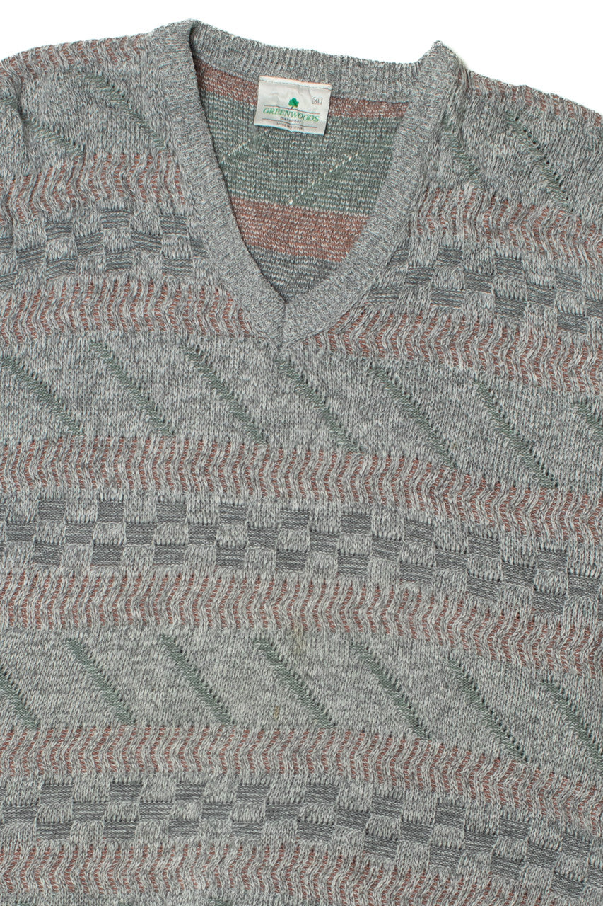 Vintage Geometric Striped Greenwoods Menswear 80s Sweater