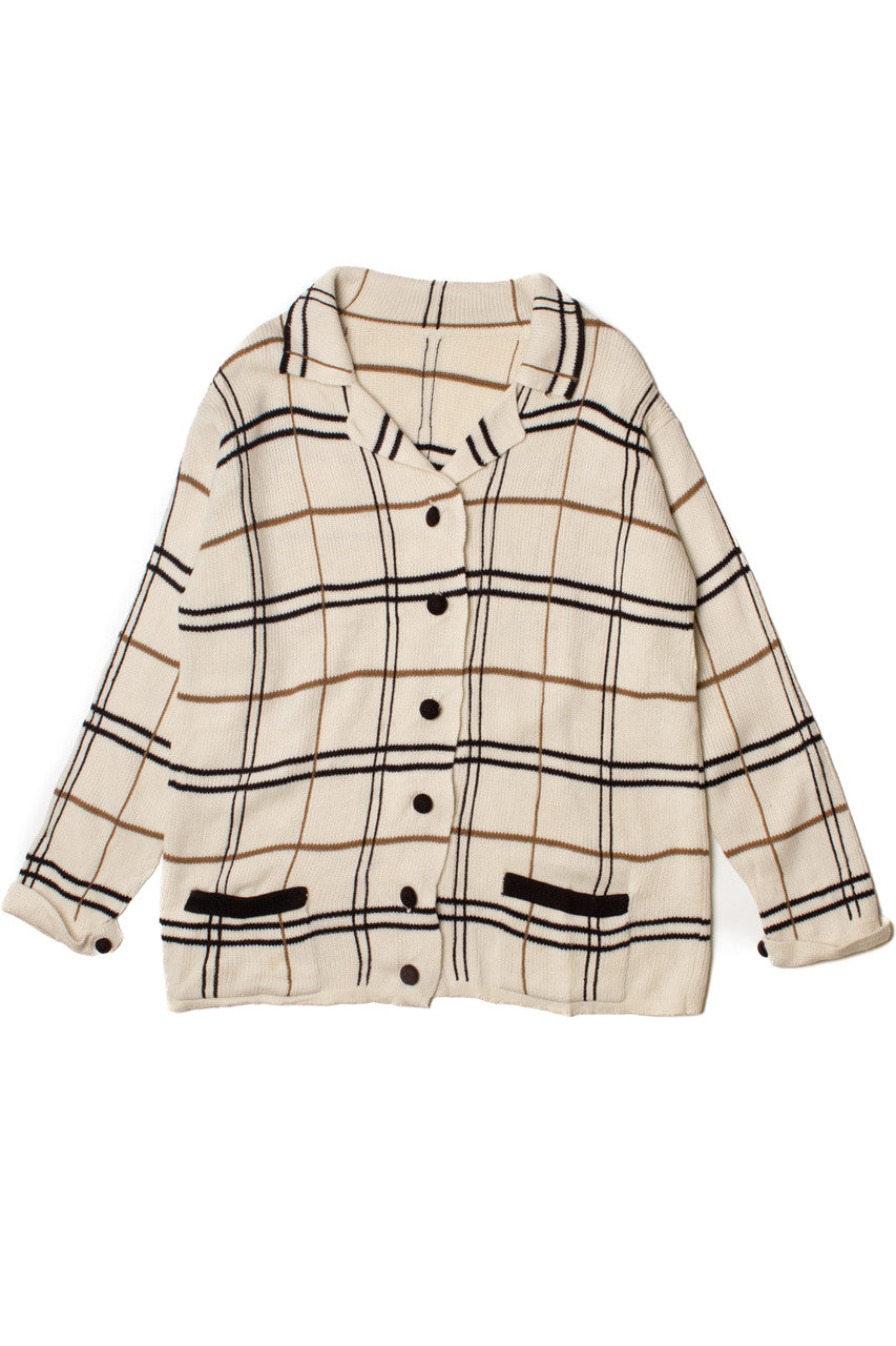 Vintage Grid 80s Cardigan Sweater
