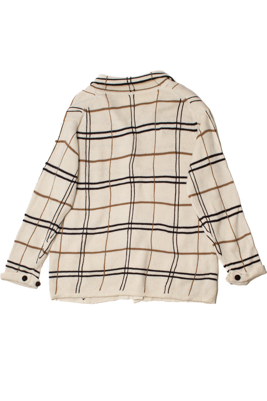 Vintage Grid 80s Cardigan Sweater