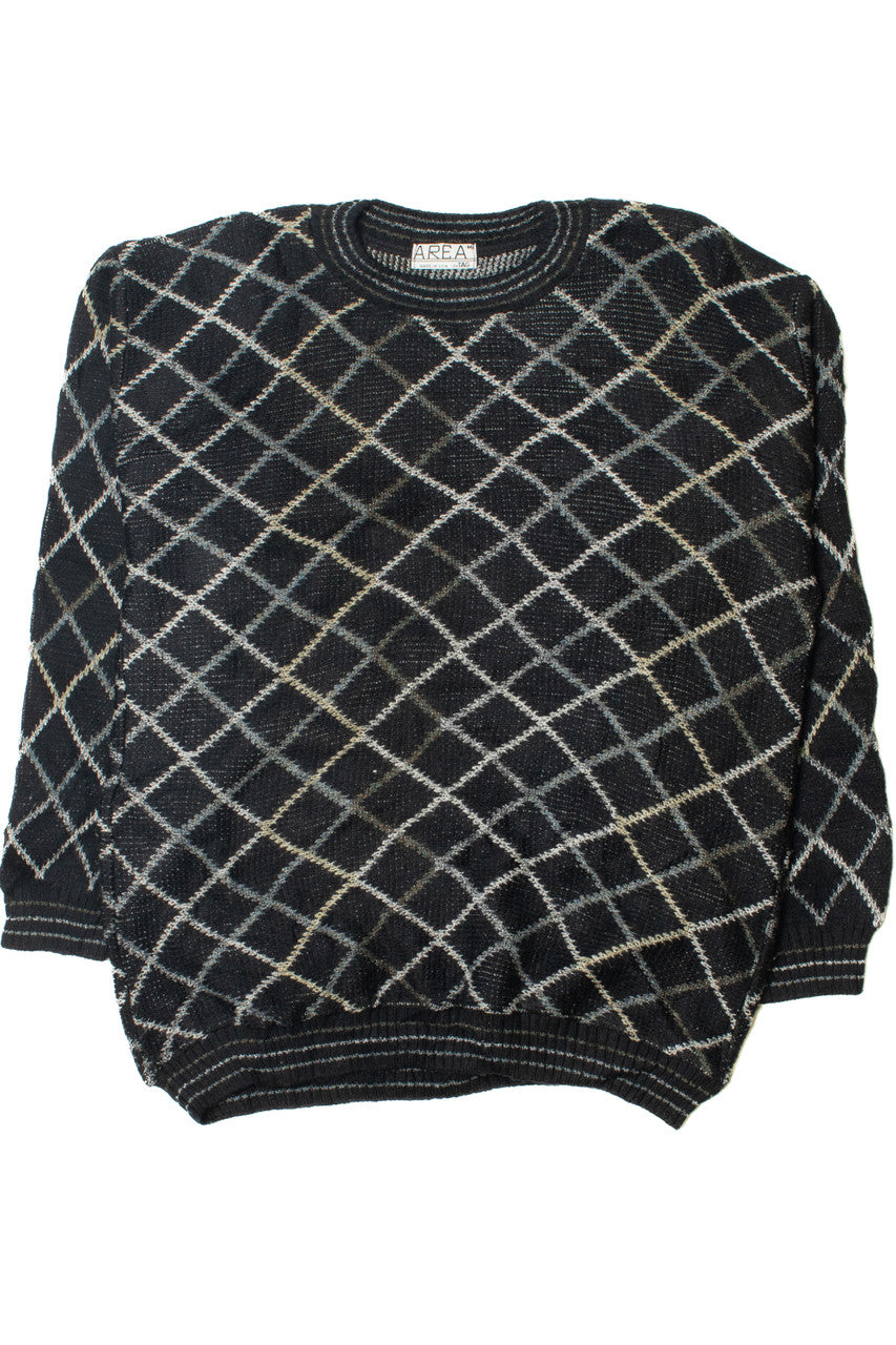 Vintage Neutral Grid 80s Sweater